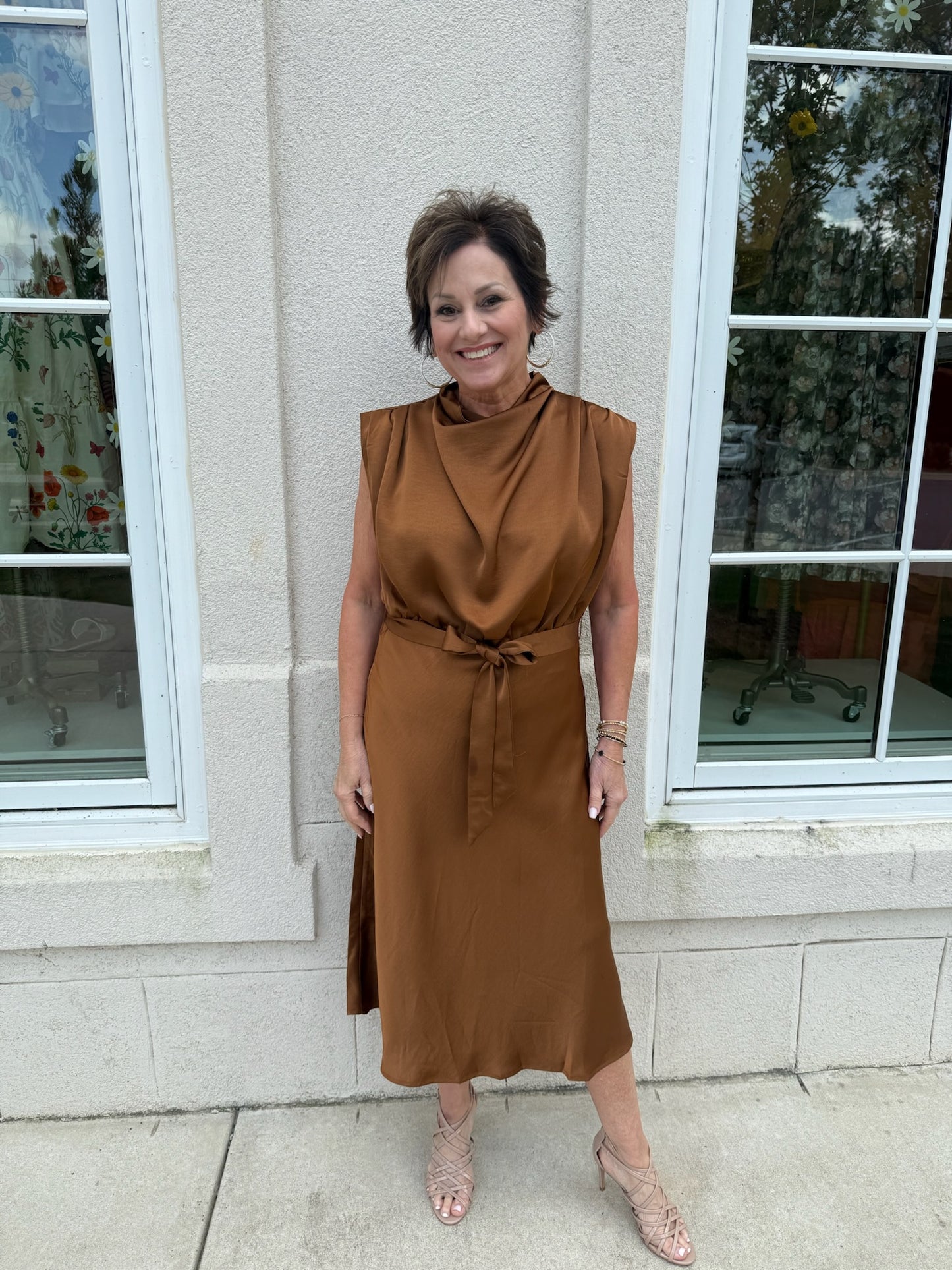 Camel Cowl Neck Midi