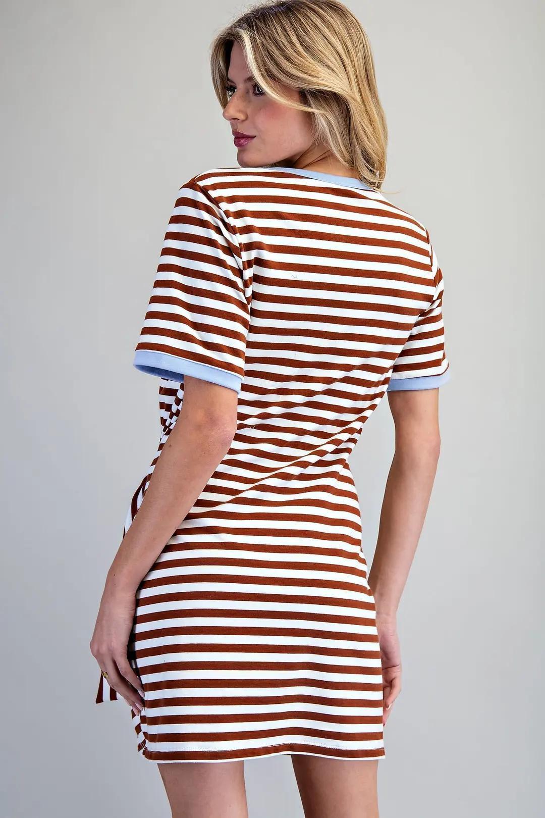 Chocolate Striped Mini Dress