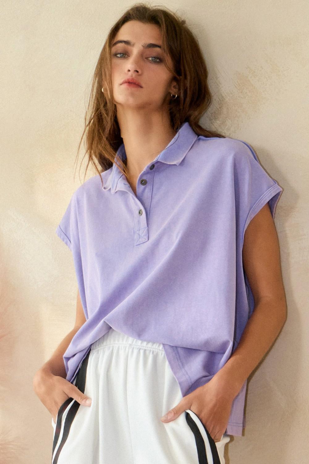 Periwinkle Washed Polo Shirt