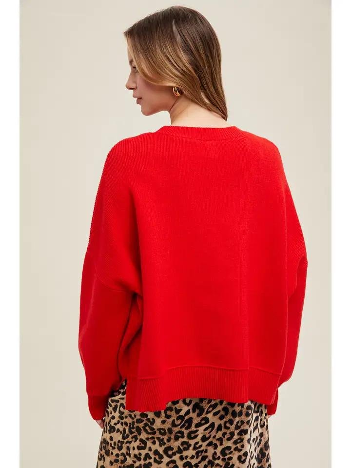 Red Drop Shoulder Sweater