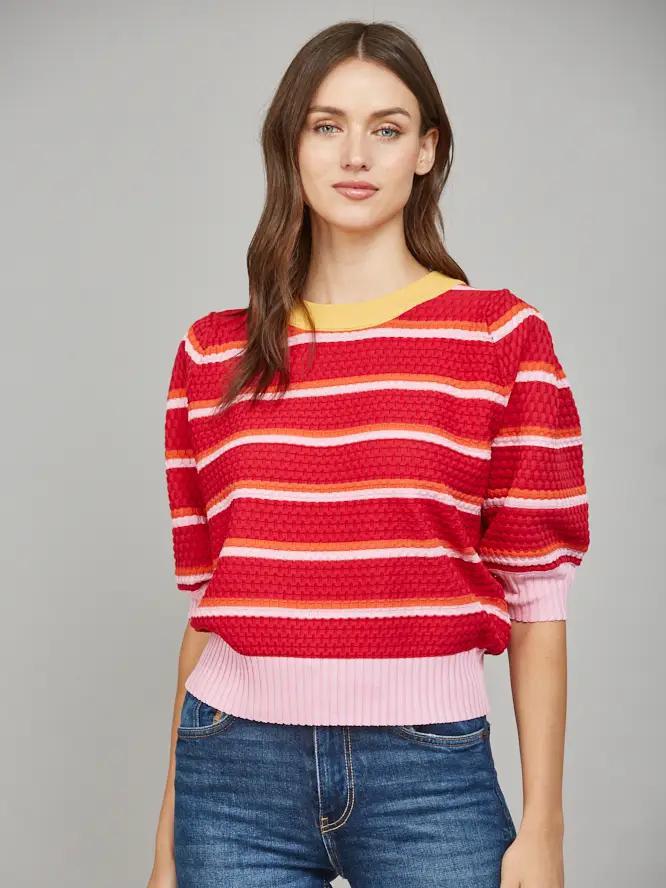 Mustard Red and Lilac Sweater
