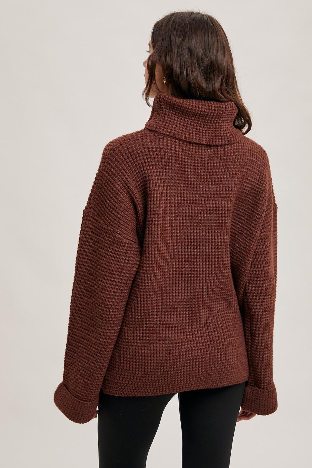 Mocha Turtleneck Oversized Knit Sweater