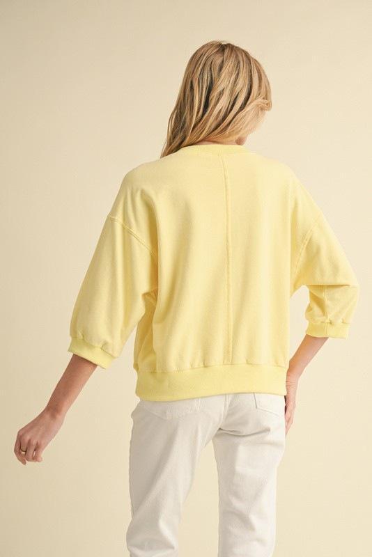 Yellow Three Quarter Sleeve Sweatshirt