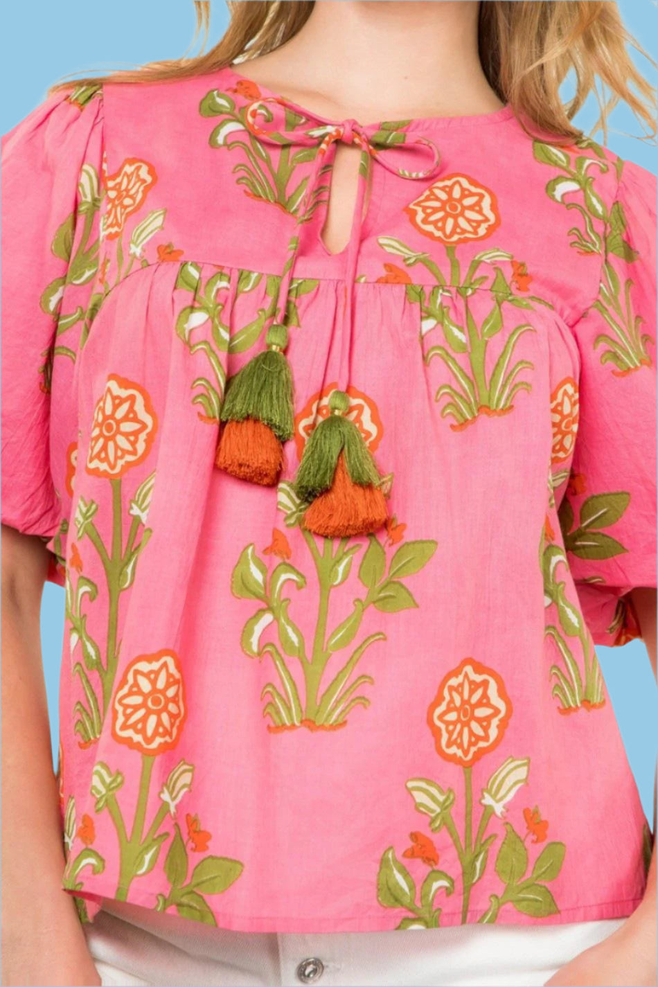 Pink Multi Flower Print Top