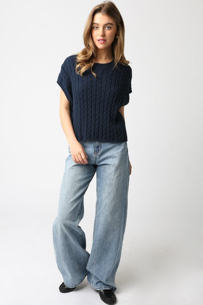 Navy Oversized Cotton Top