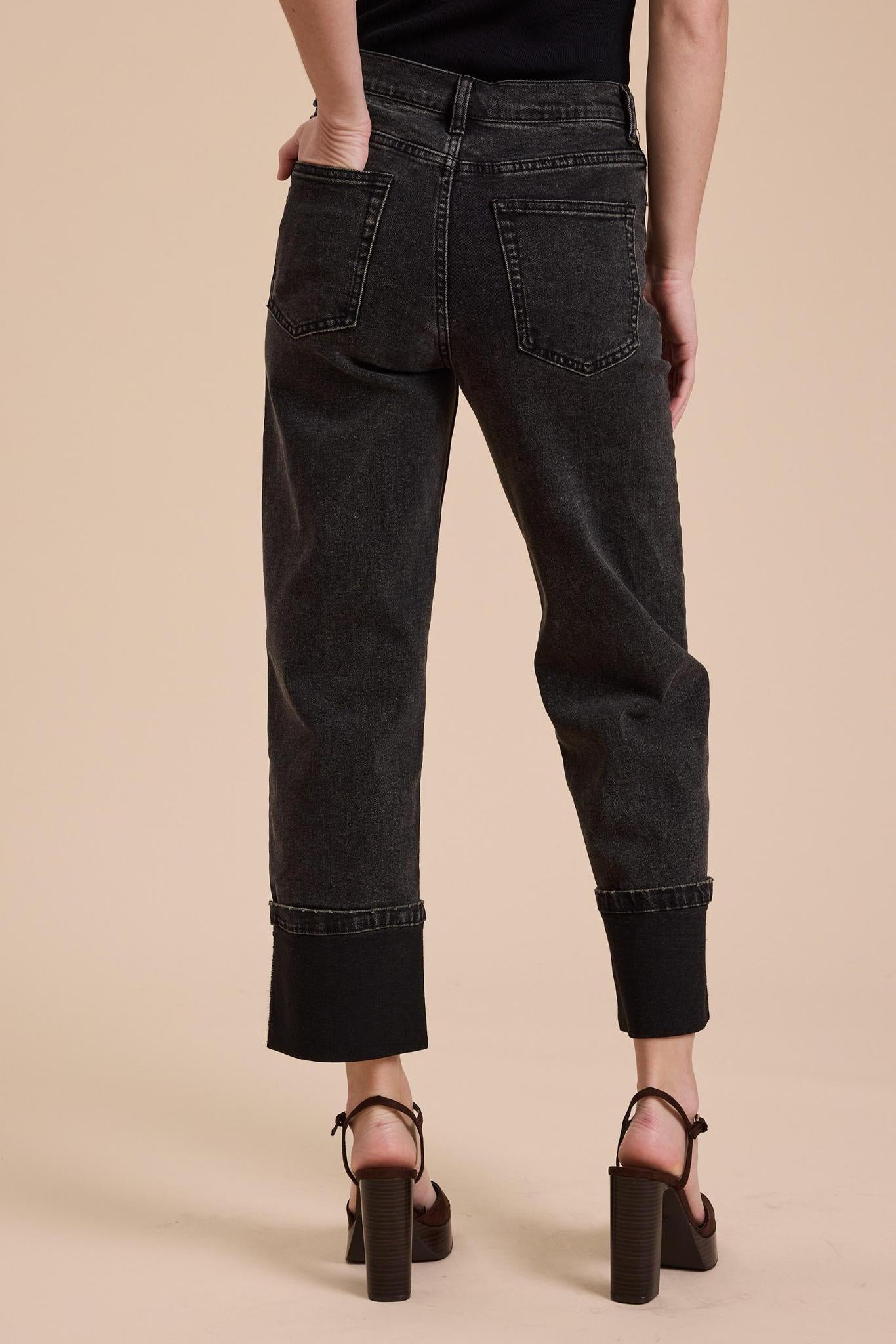 Black Denim Cuffed Jean