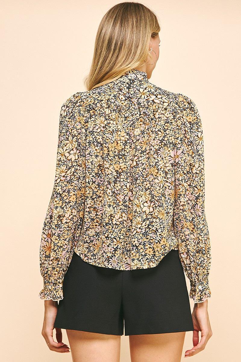 Yellow Pink Multi Floral Print Blouse