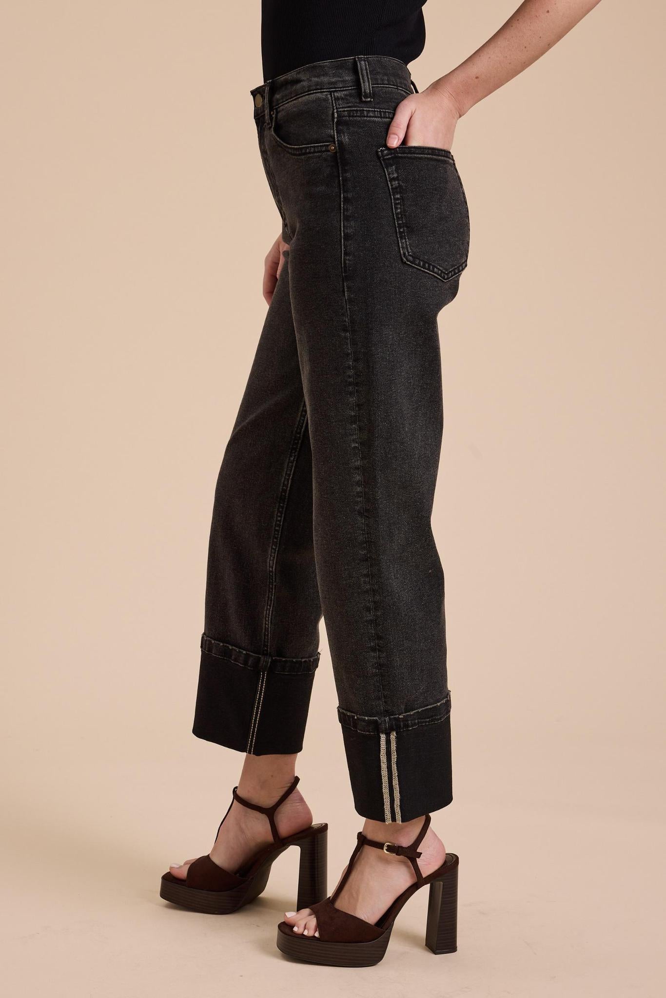 Black Denim Cuffed Jean