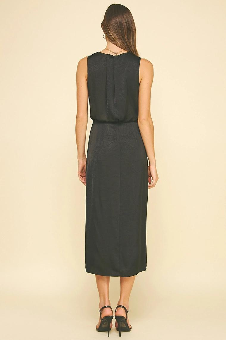 Black Silky Side Slit Midi