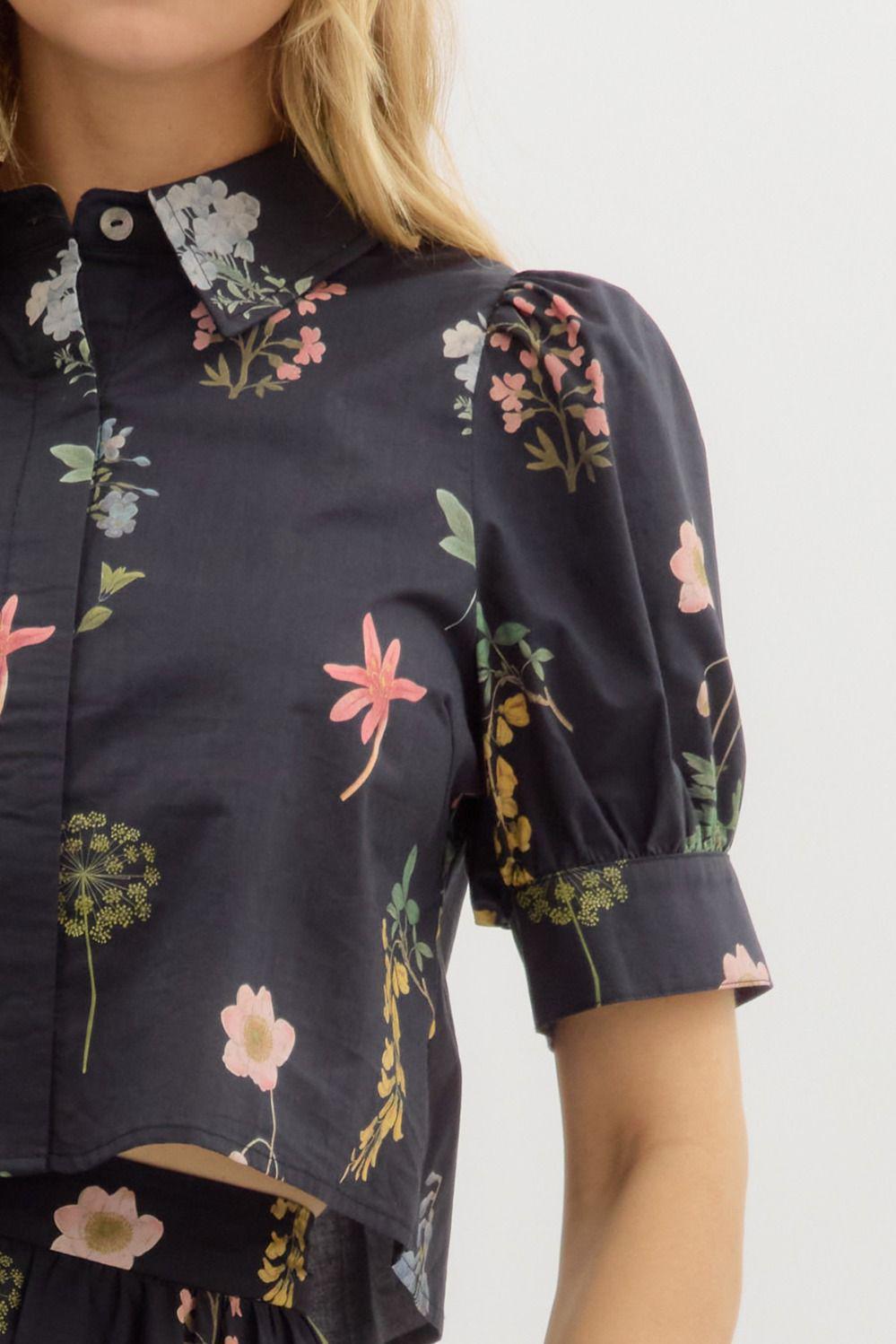 Black Floral Two Piece Midi Set