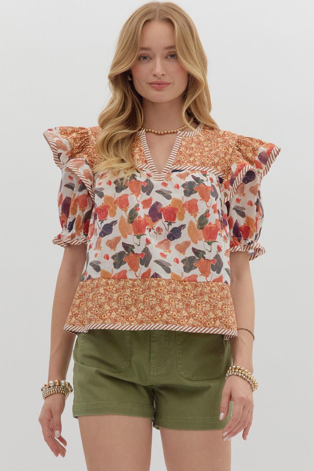 Pumpkin Multi Print Top