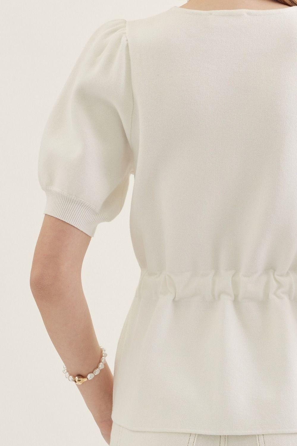 Off White Waist Detail Knit Top