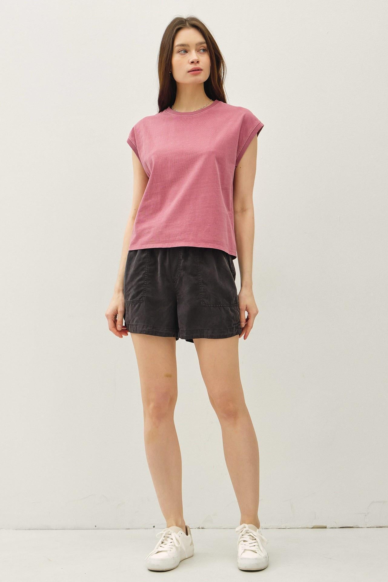 Coral Basic Cap Sleeve Tee
