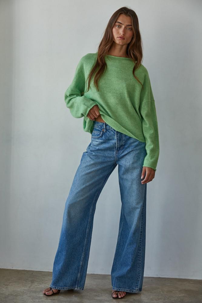 Green Rolled Neck Sweater