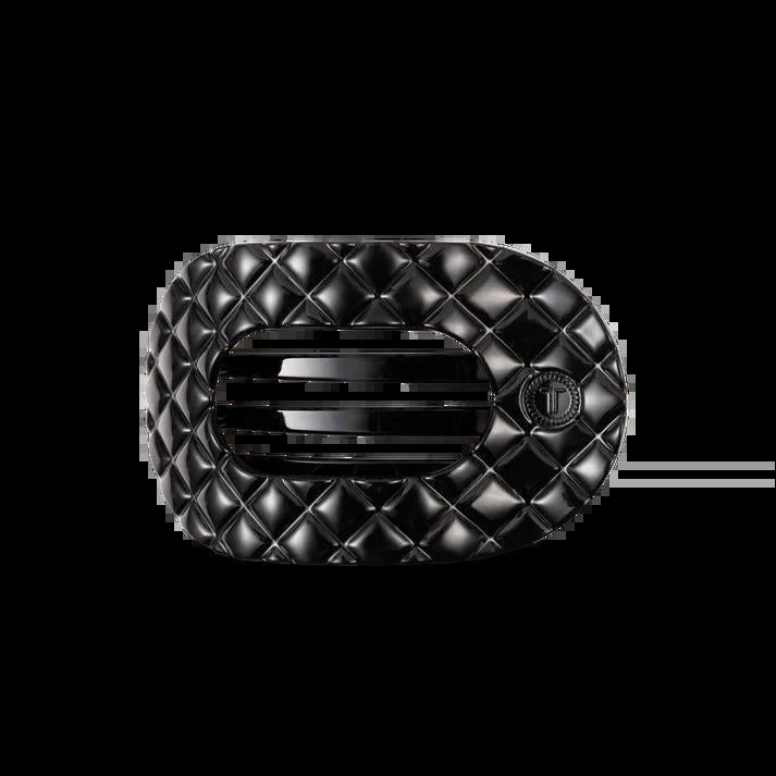 Jet Black Quilted Med. Round Flat