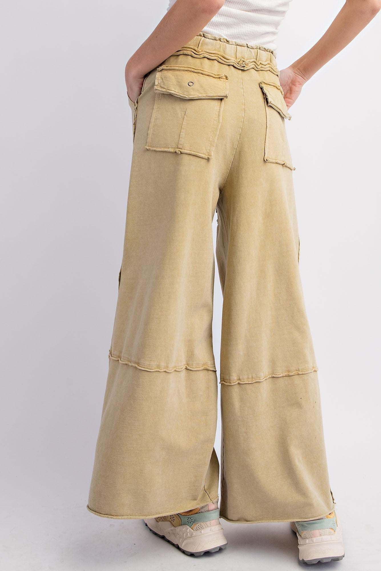 Honey Mustard Mineral Washed Terry Knit Pant