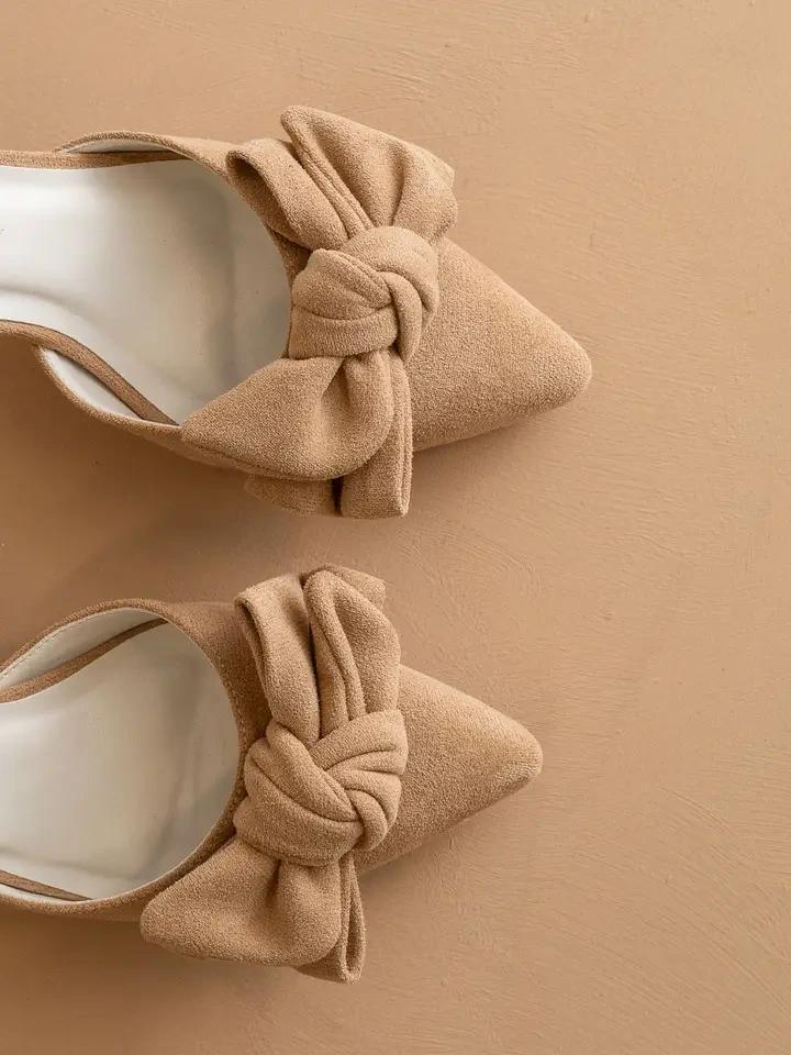 Jane Sand Bow Kitten Heel