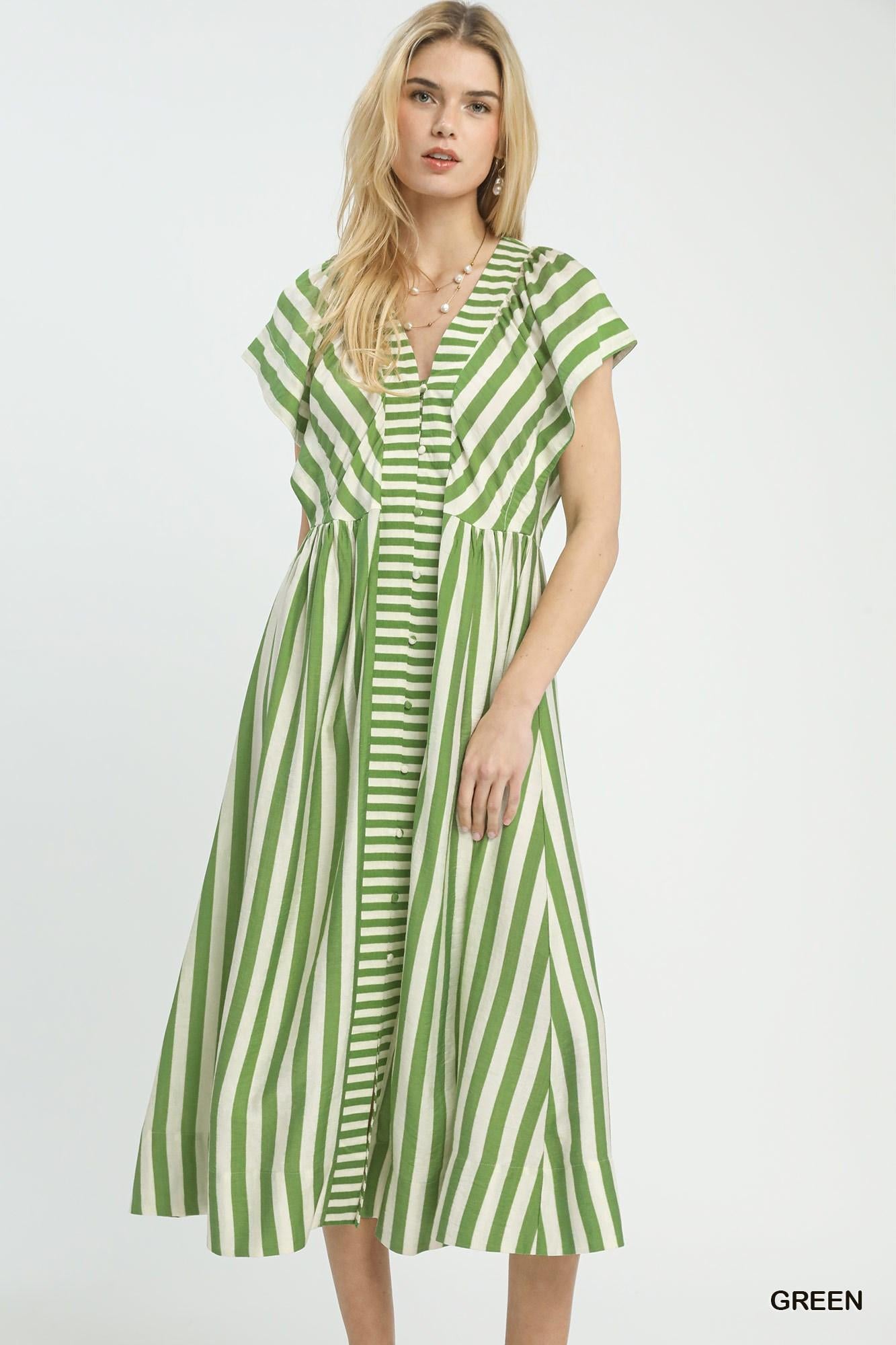 Green Abstract Tiered Midi