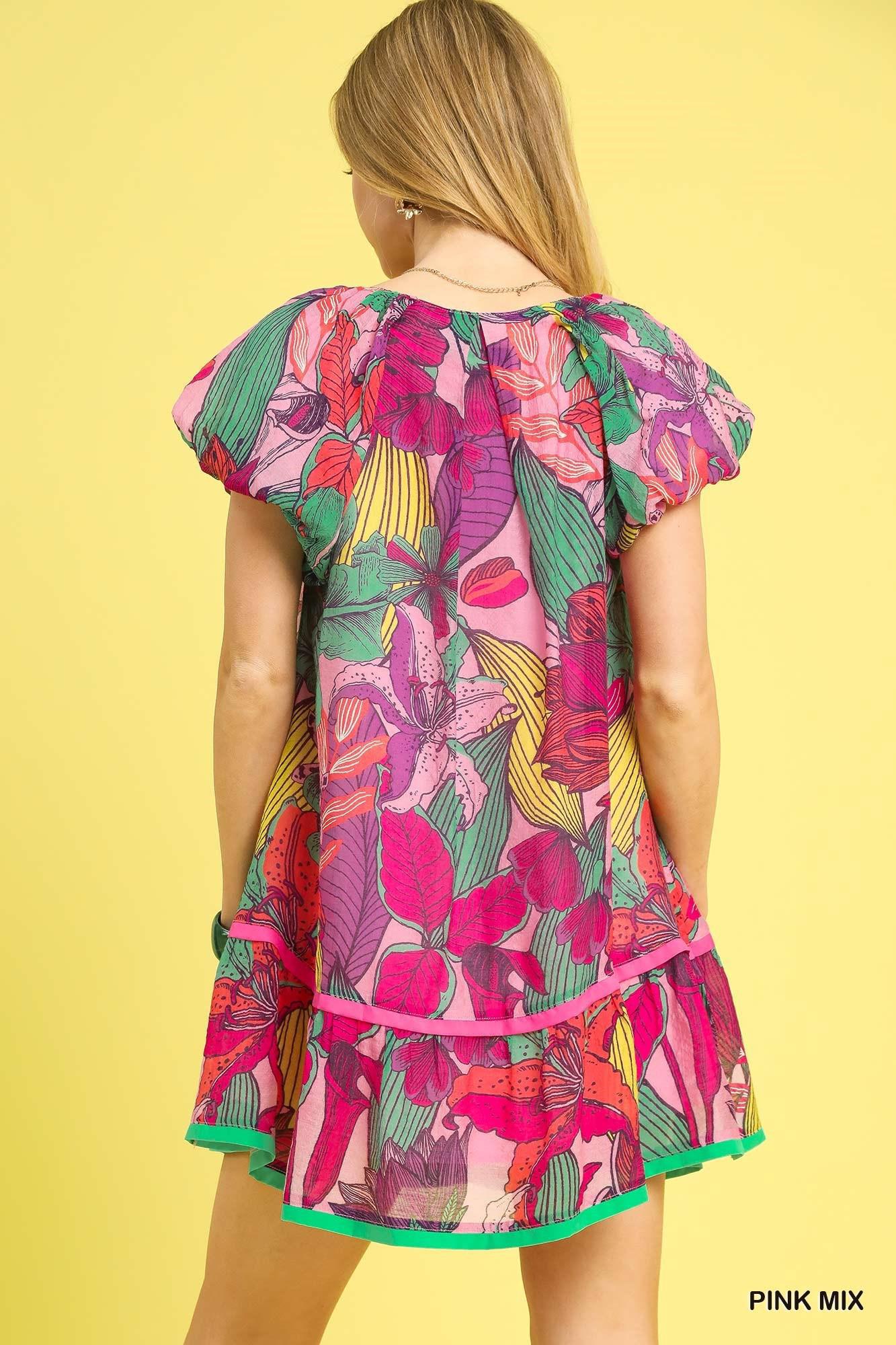 Tropical Bloom Ruffle Mini