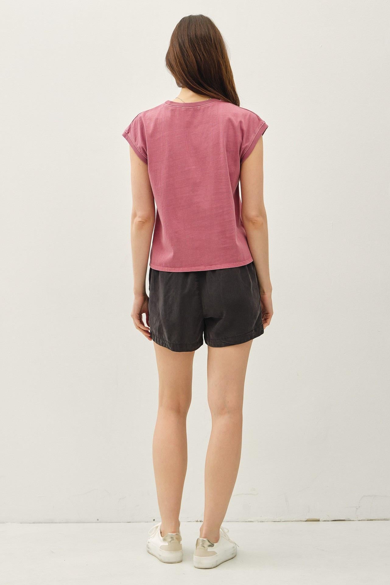 Coral Basic Cap Sleeve Tee