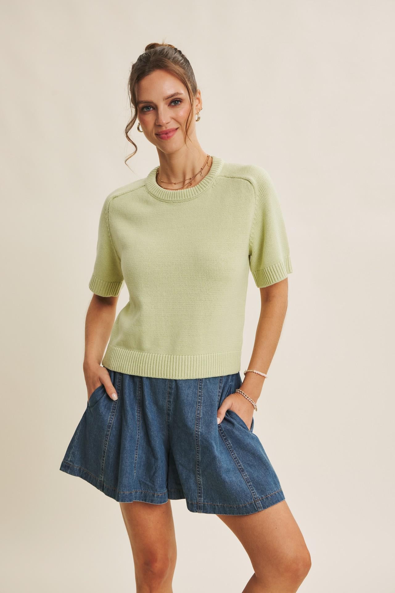 Mint Leaf Ragland Sleeve Sweater