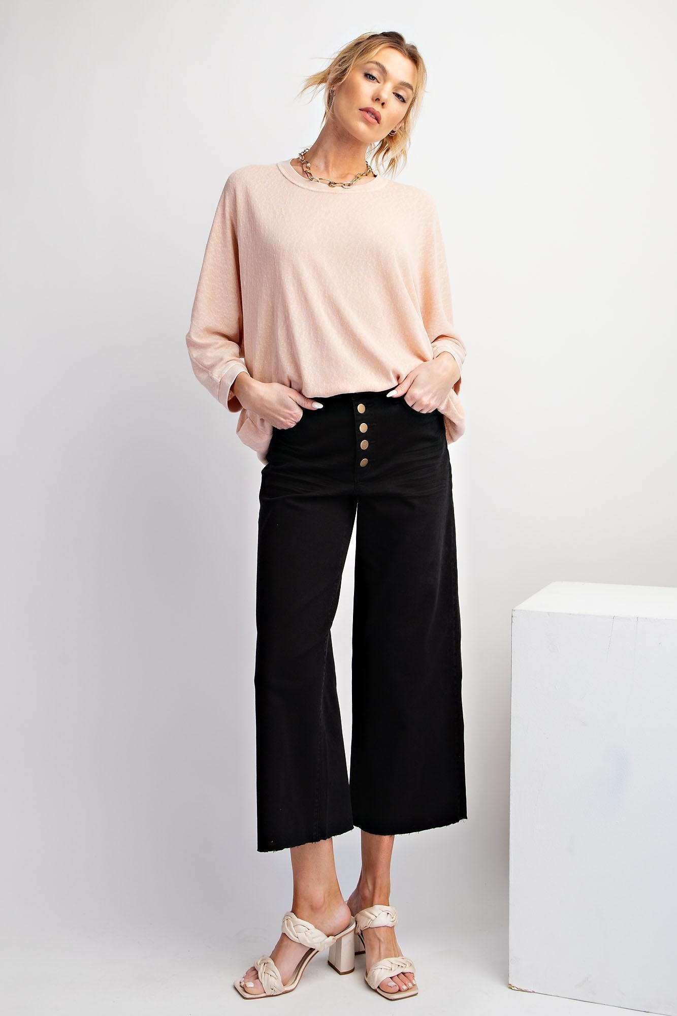 Black Button Front Stretch Jean