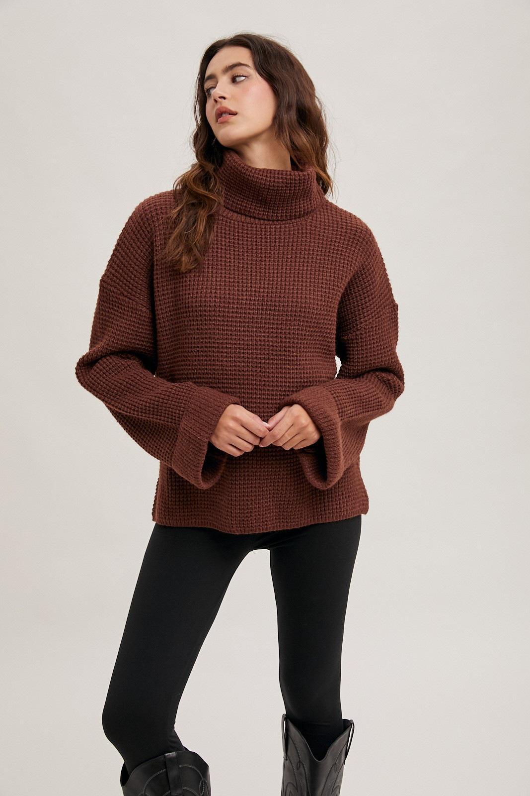 Mocha Turtleneck Oversized Knit Sweater