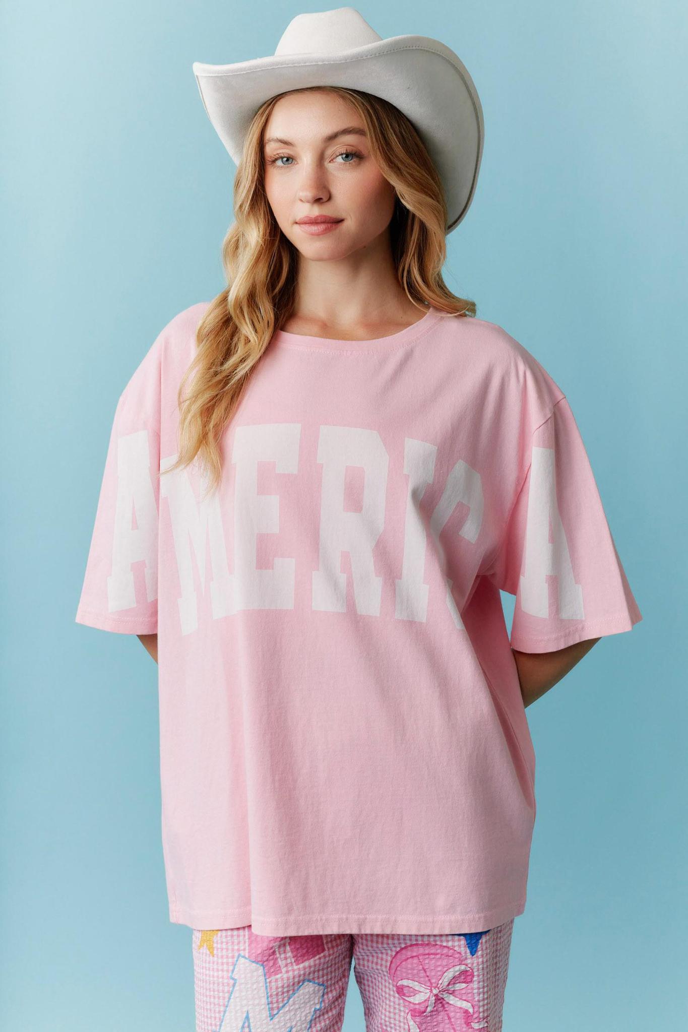 Pink 'America' Graphic Tee