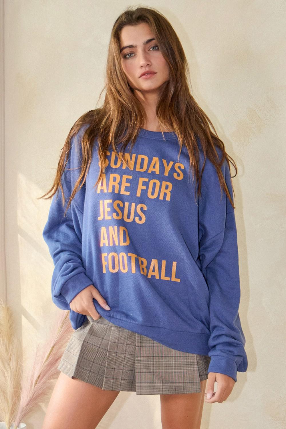 Denim "Sundays are for Jesus..." Sweatshirt