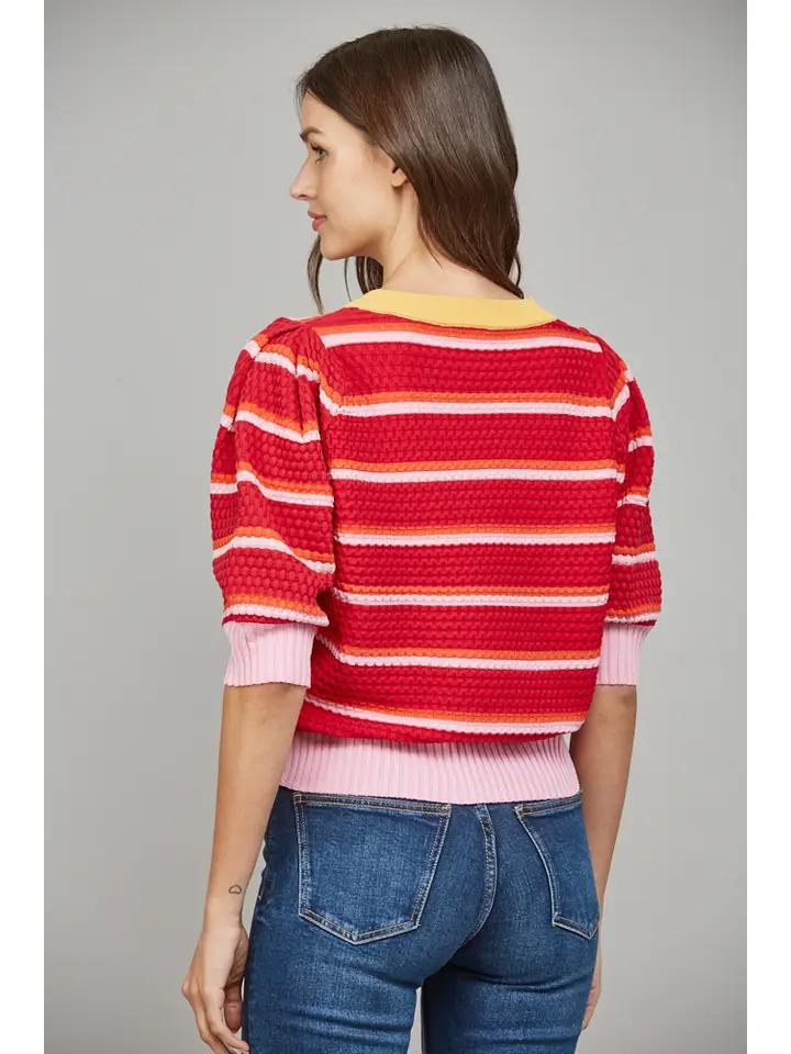 Mustard Red and Lilac Sweater