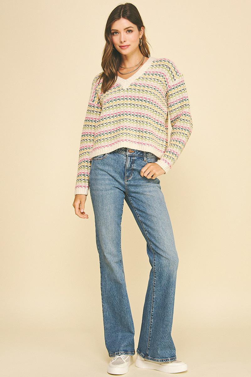 Multi Color Knit Crop Sweater