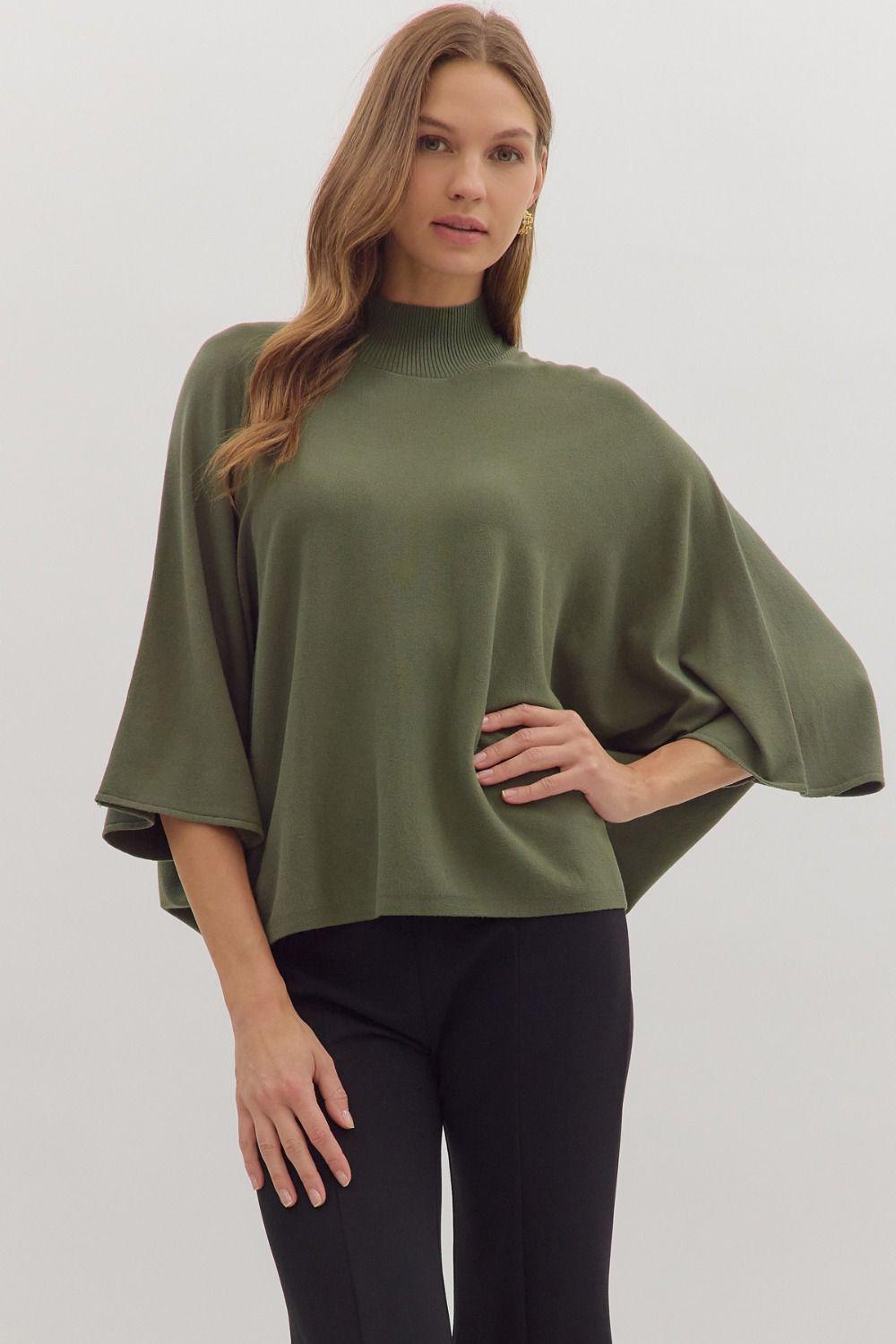 Olive Relaxed Knit Top