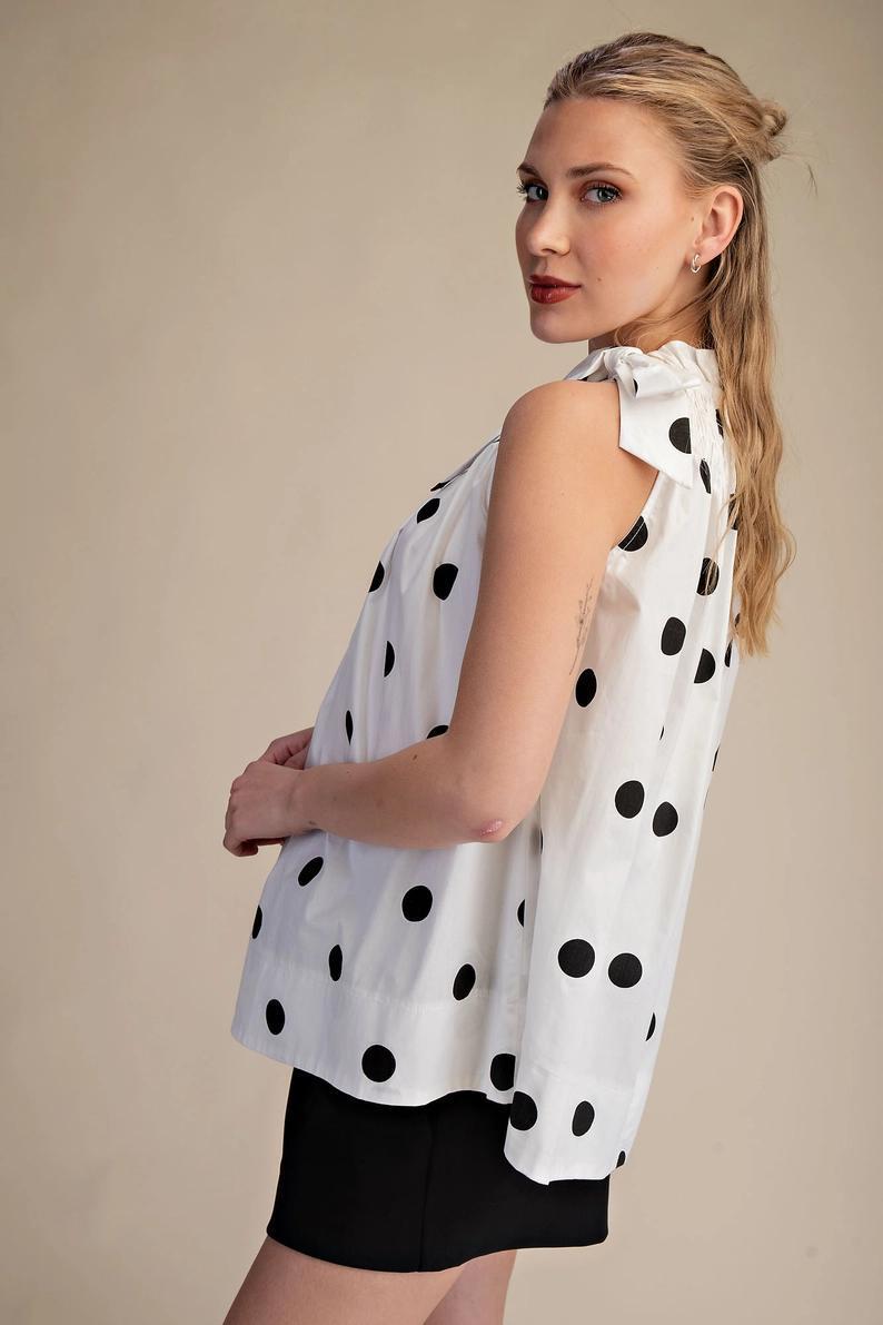 White with Black Smocked Top