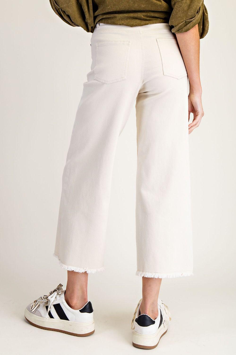 Lt Khaki Button Front Stretch Pants