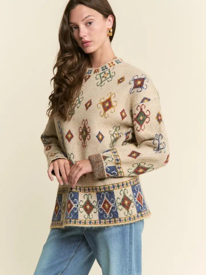 Multi Patterned Knit Sweater