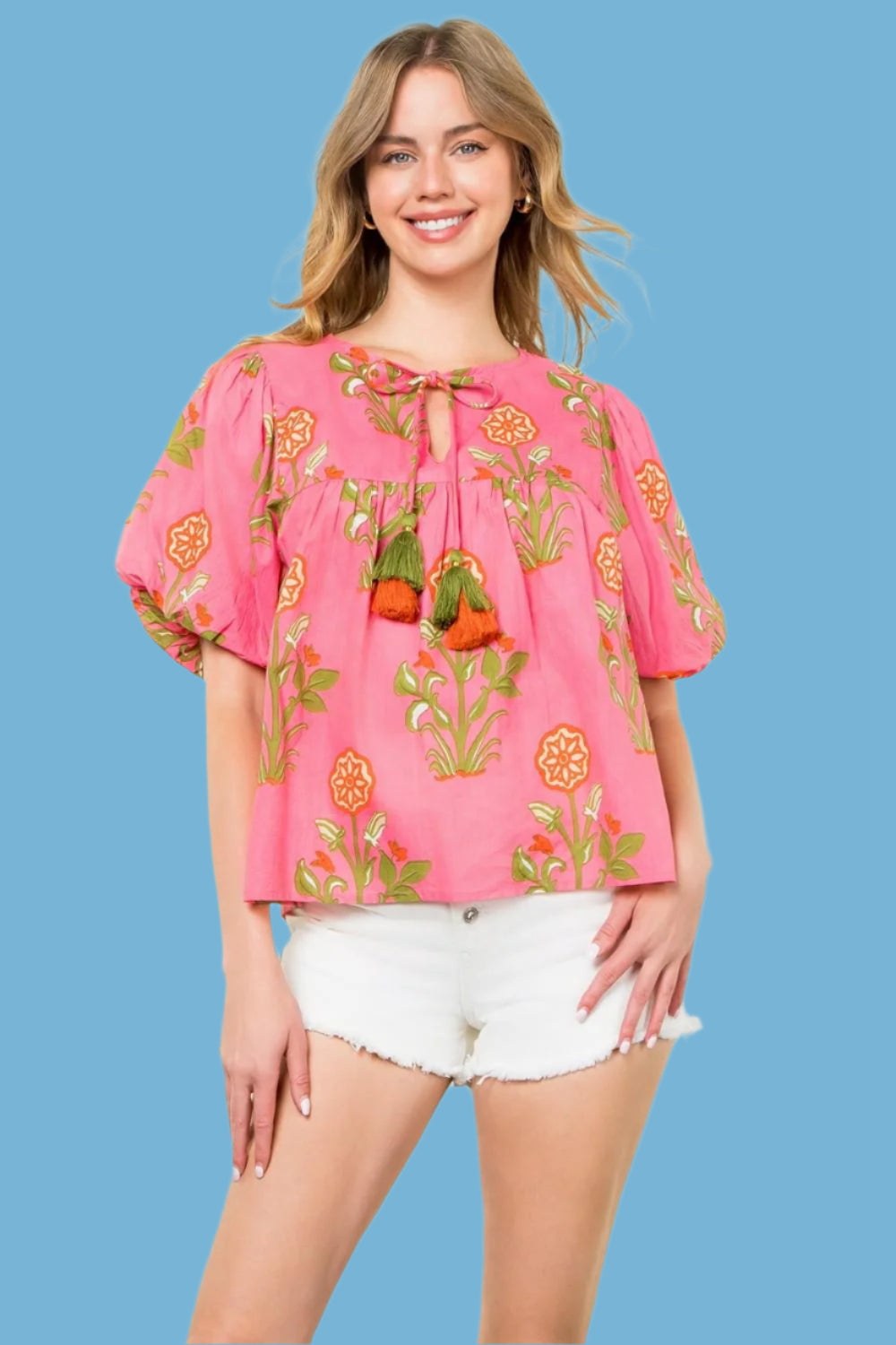 Pink Multi Flower Print Top