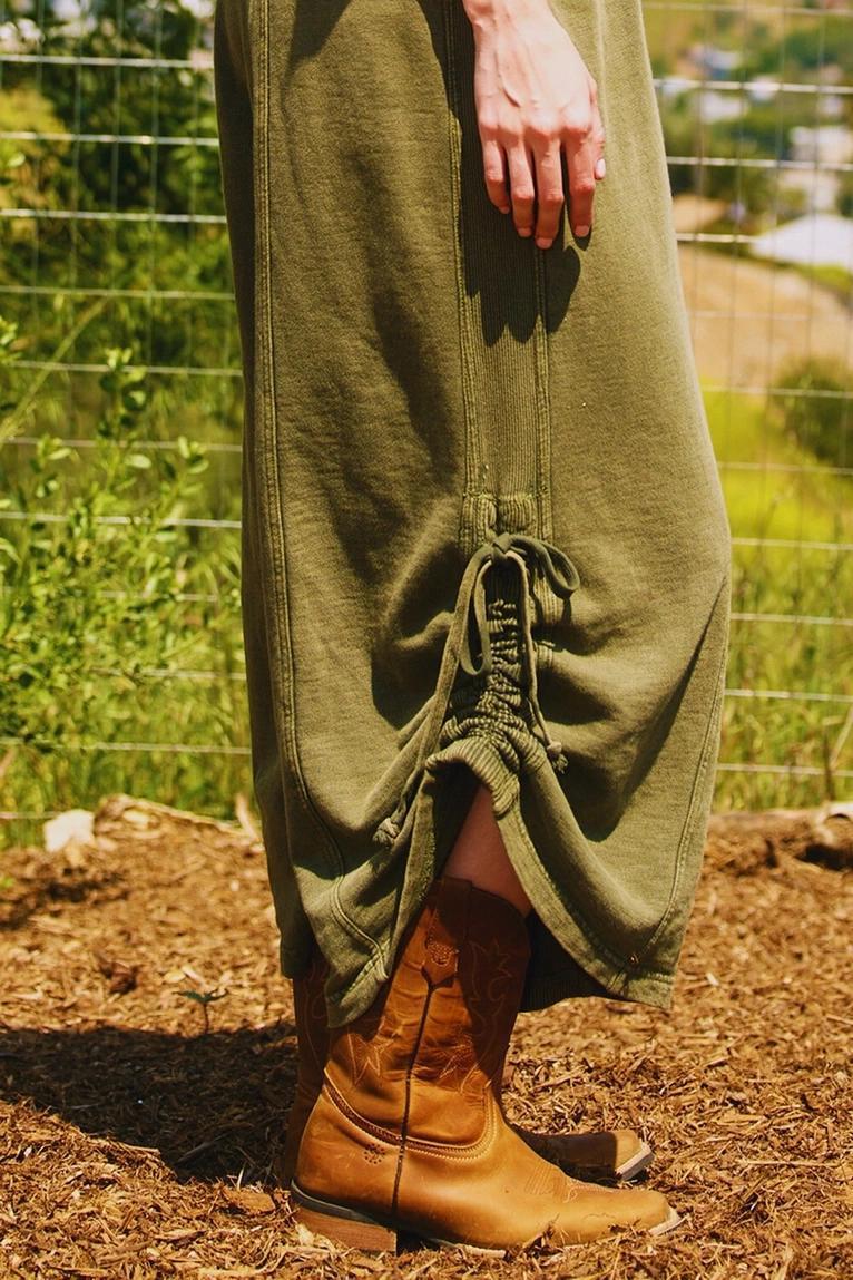 Washed Olive Wide Leg Jumpsuit