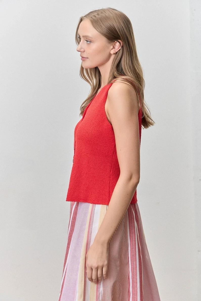 Red Knit Vest Top