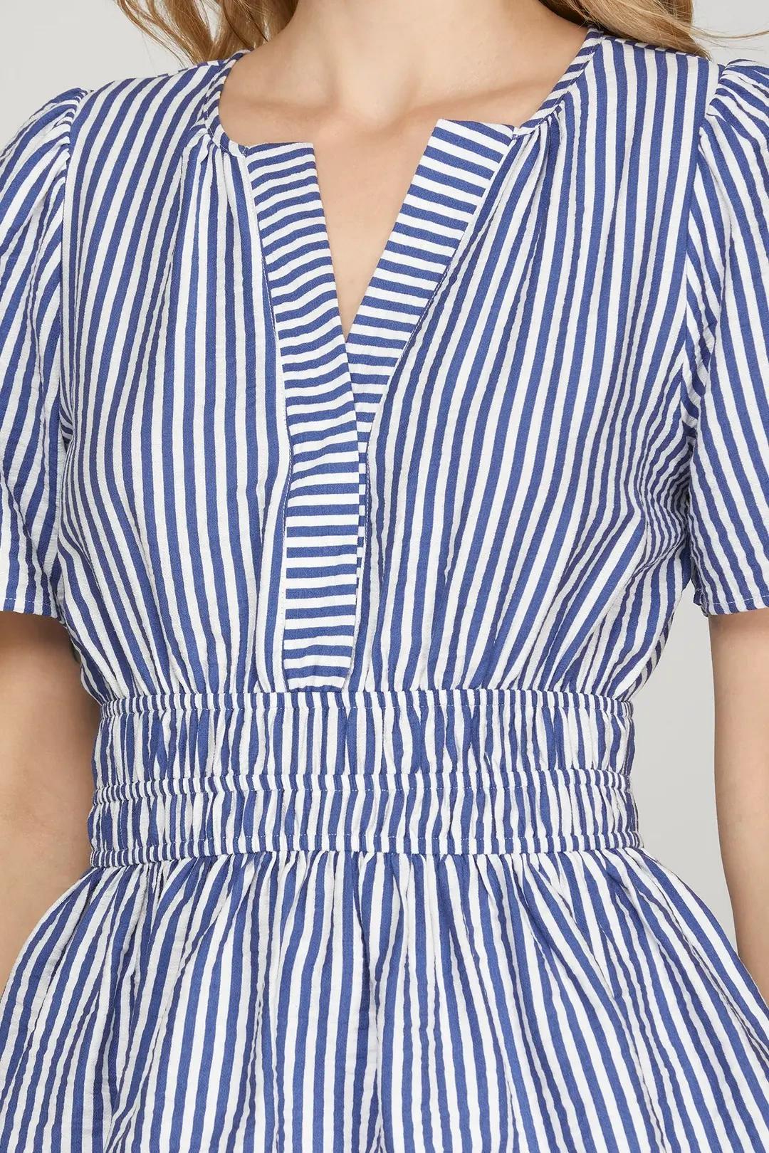 Navy and White Striped Top