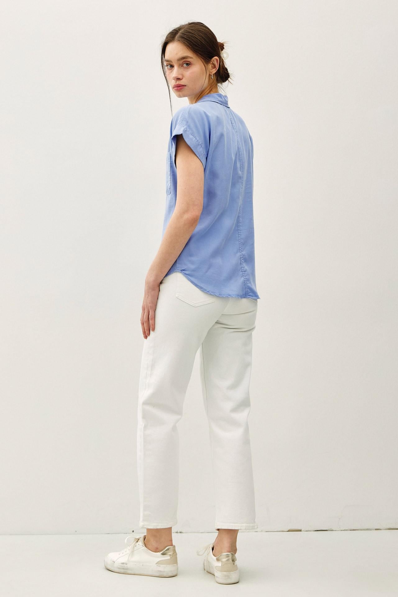 Blueberry Cap Sleeve Tencel Shirt