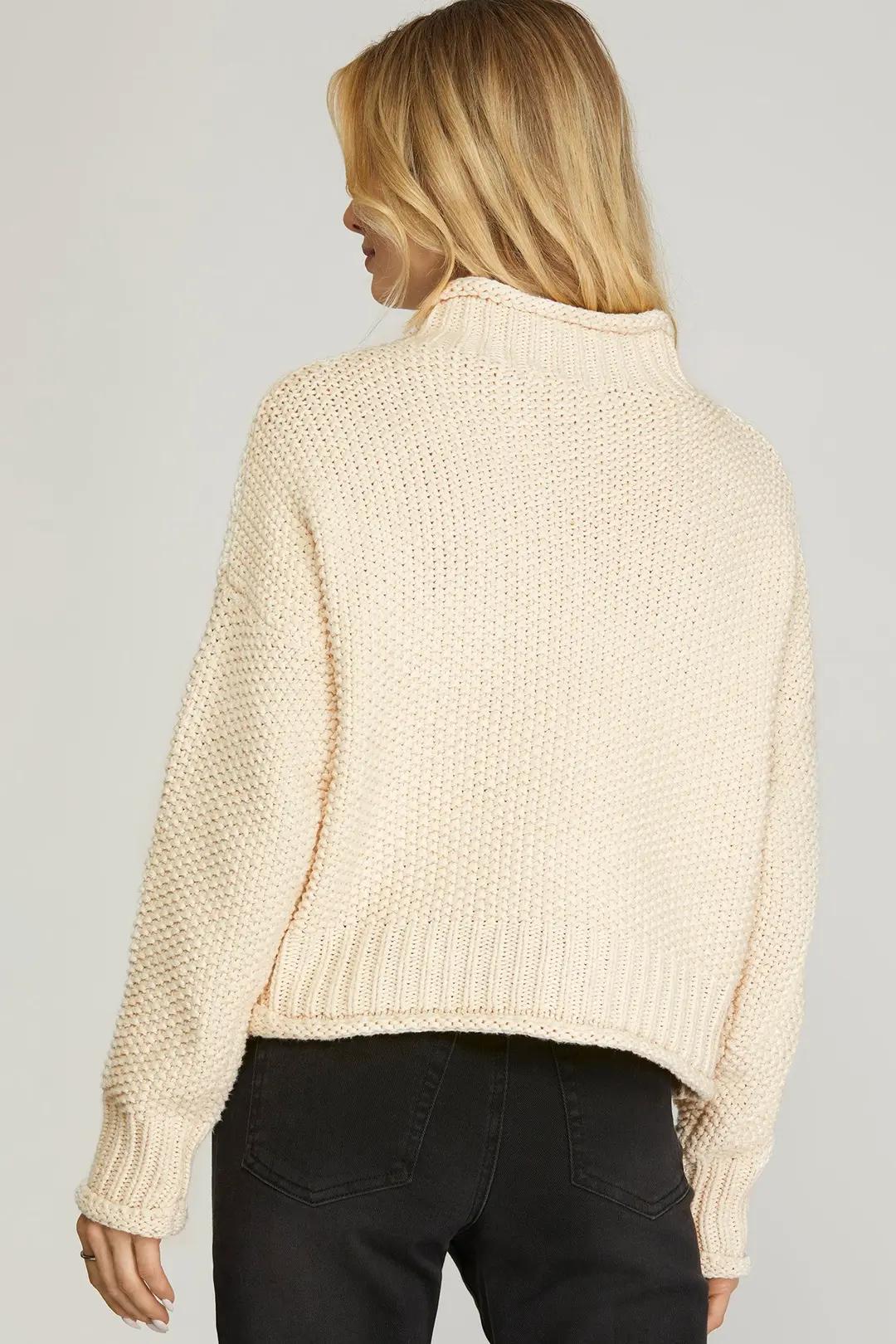Cream Chunky Turtle Neck Sweater