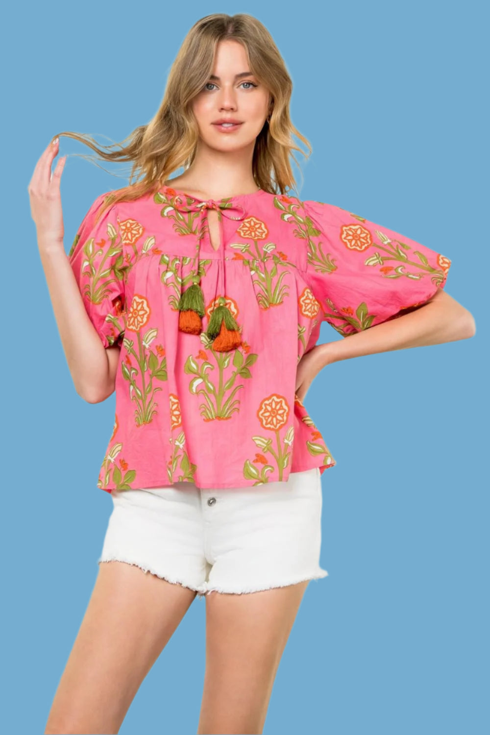 Pink Multi Flower Print Top