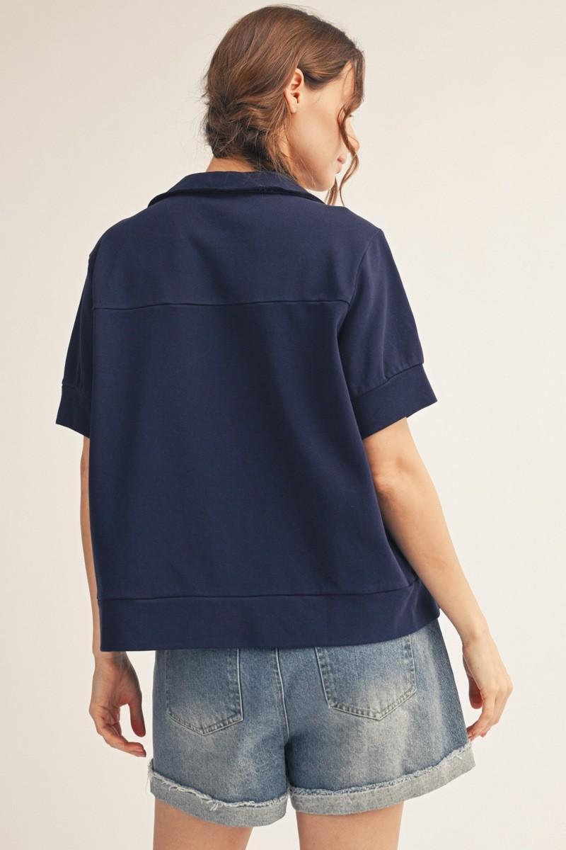 Navy Casual American Flag Shirt