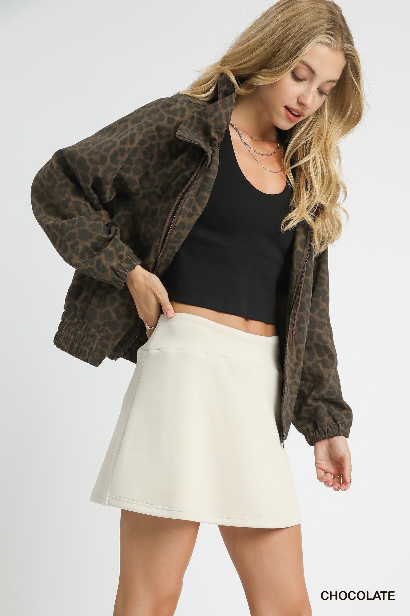 Chocolate Zip Up High Neck Jacket