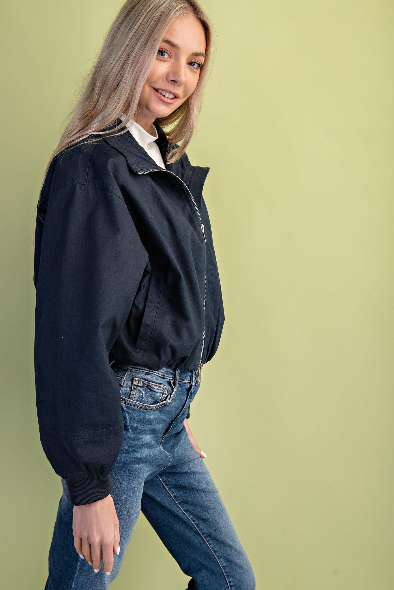 Navy Mock Neck Jacket