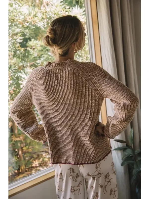 Caramel Knitted Long Sleeve Sweater