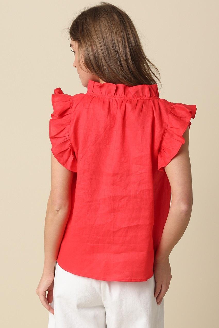 Red Heidi Linen Blouse