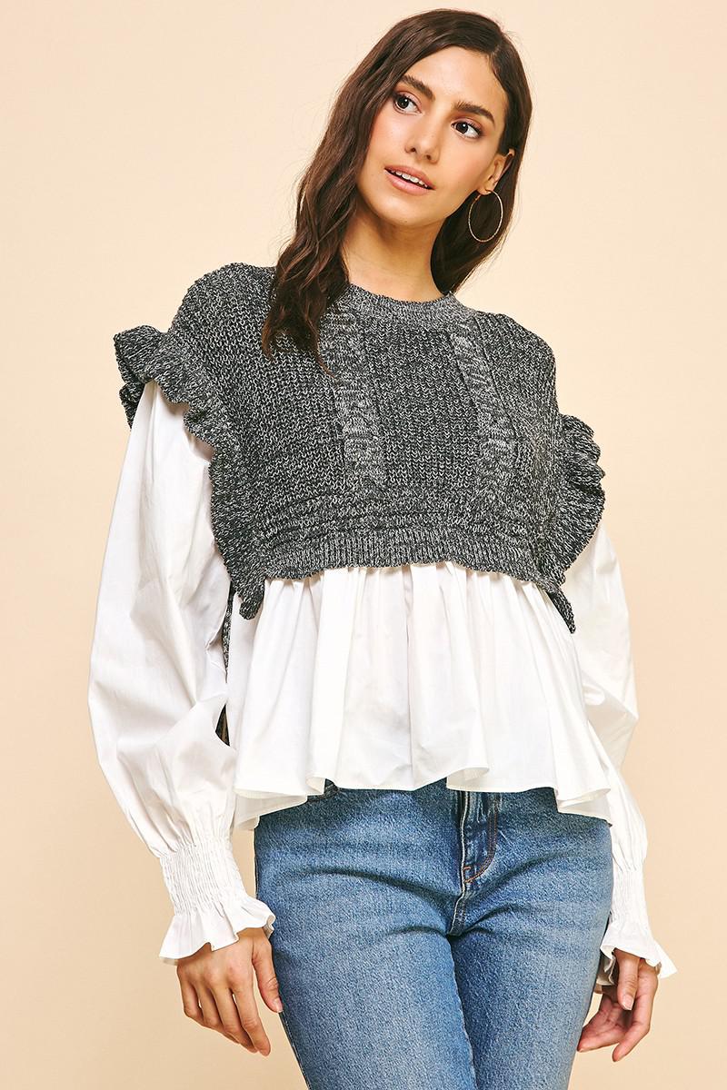 Grey Woven Knit Combo
