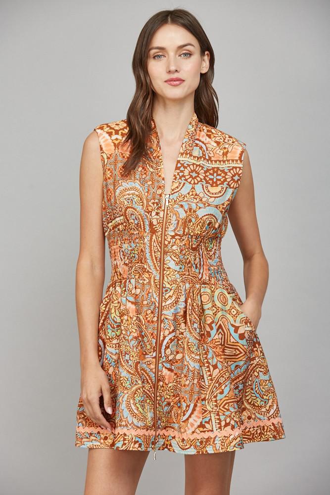 Rust Decorative Trim Dress
