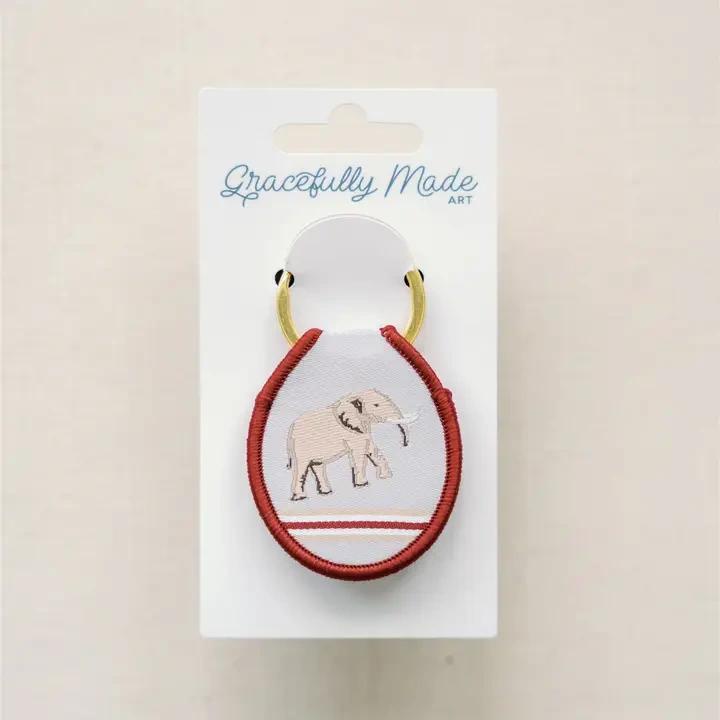 U of A Elephant Embroidered Keychain